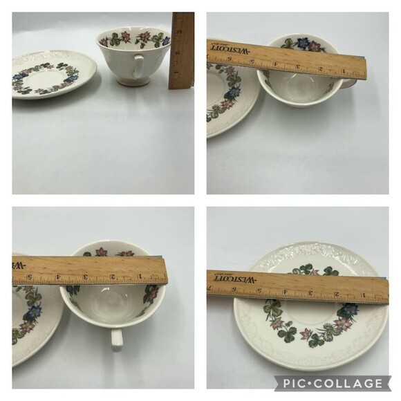 Vintage Pembroke Set of 4 Tea Cups and Saucers Wedgwood Corinthian USA England - Picture 8 of 8